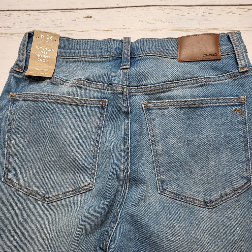 Madewell 10" High Rise Skinny Crop Jeans Distressed Hem Light Horne Wash 26 - Picture 6 of 11
